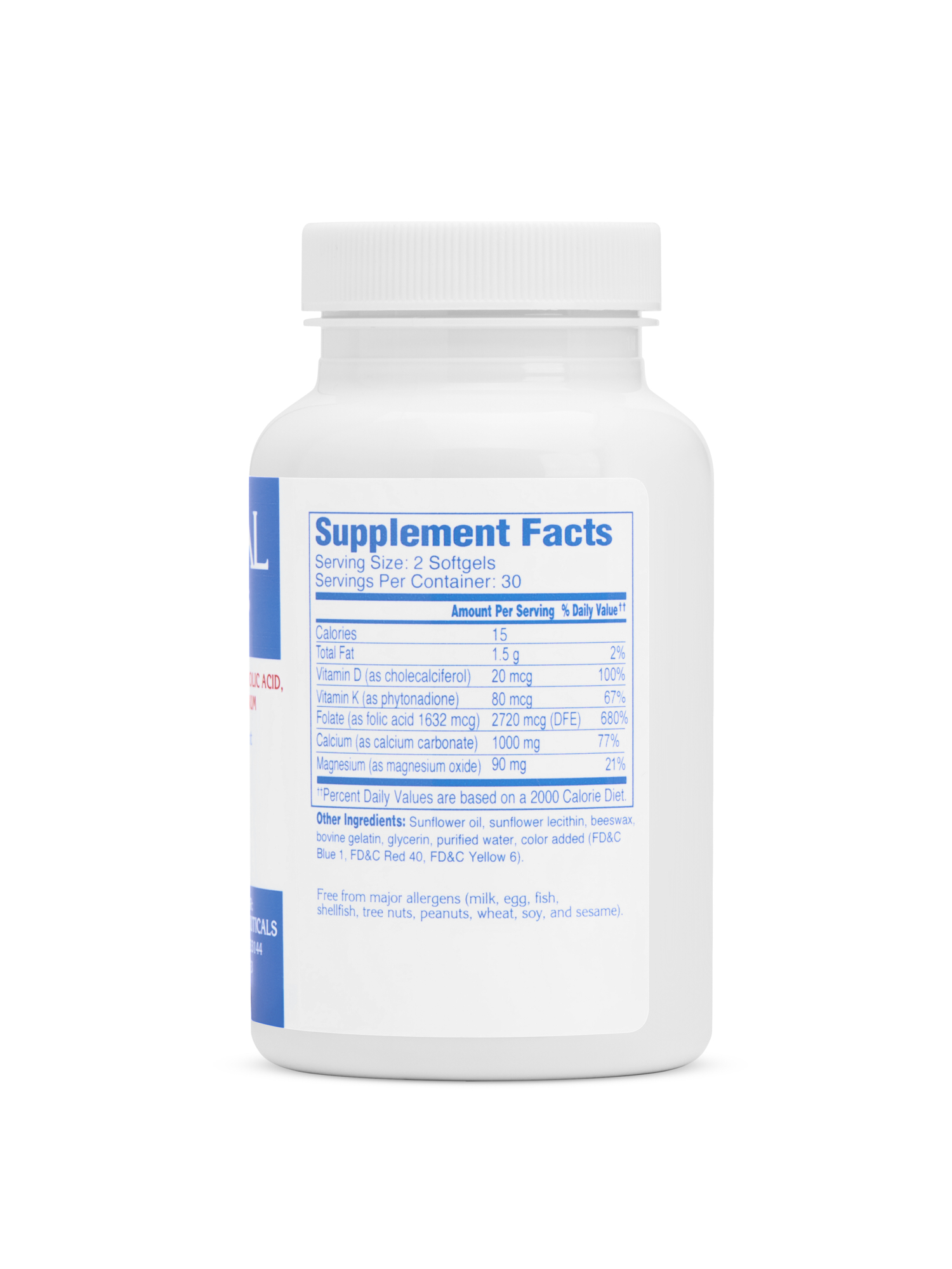 Actical Softgels - Back of Bottle