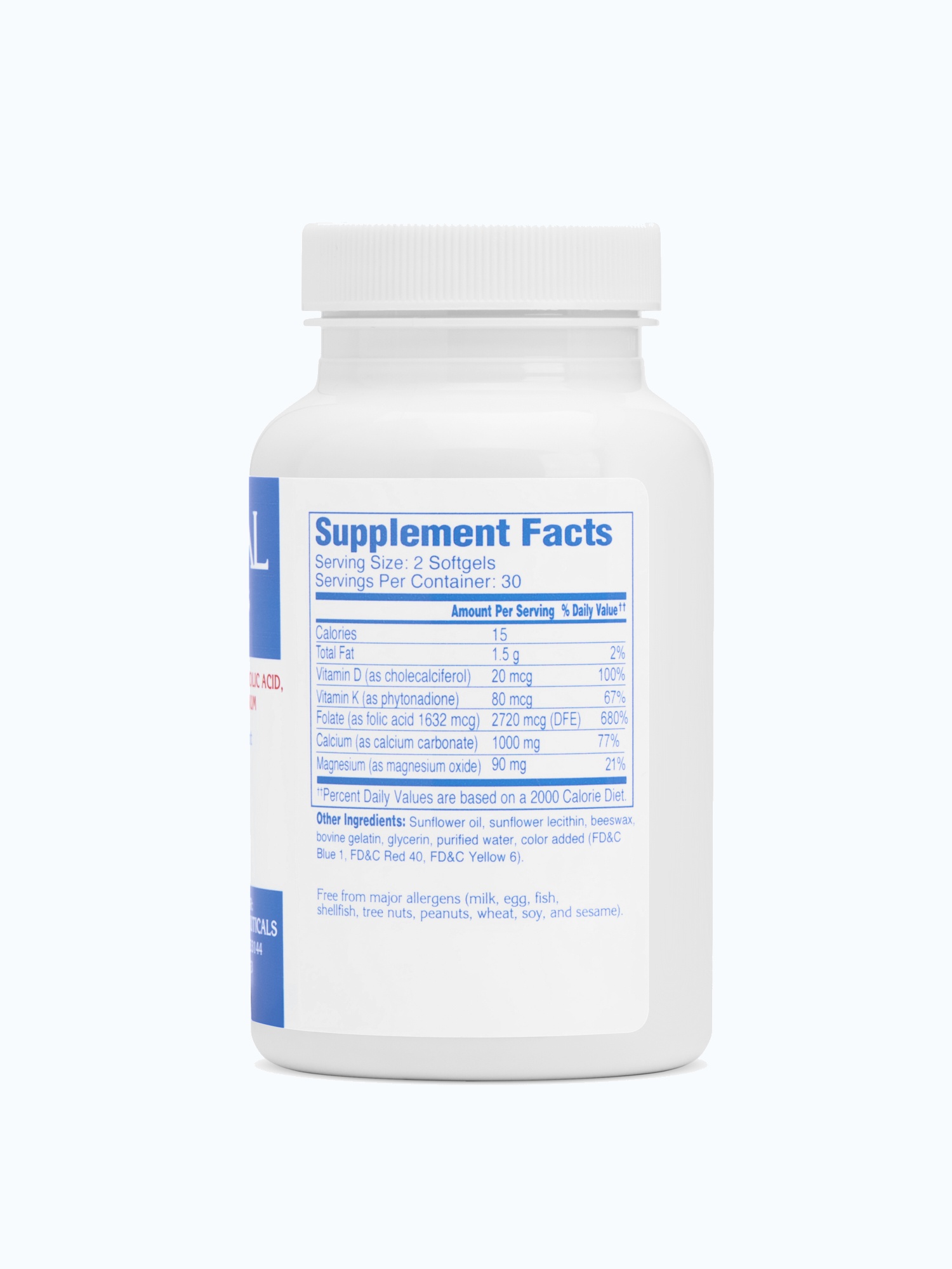 Actical Softgels - Back of Bottle